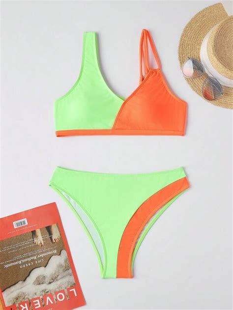 Color Block Bikini Swimsuit Shein Usa