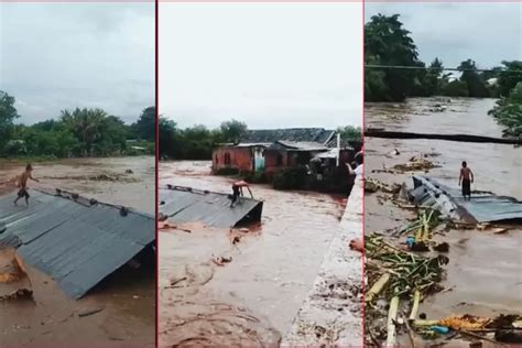 Detik Detik Menegangkan Pria Di Sumbawa Berdiri Di Atap Rumahnya Yang