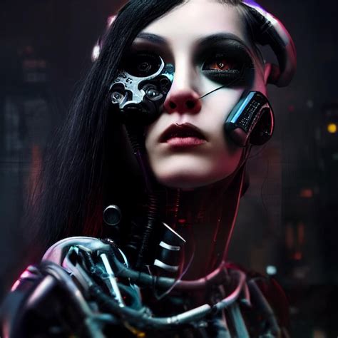 Cyberpunk mujer retrato estilo neón futurista Foto Premium