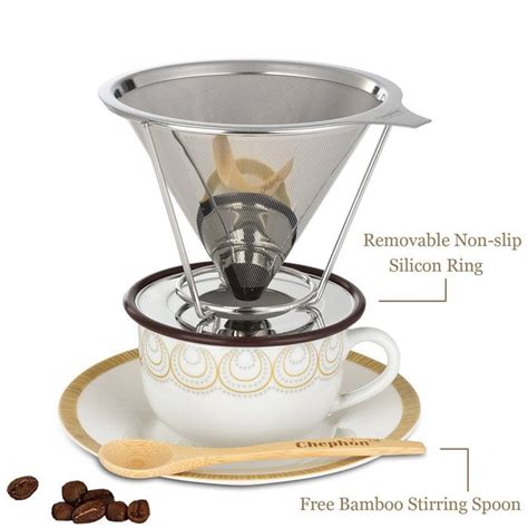 Chephon Paperless Pour Over Coffee Dripper Stainless Steel Reusable