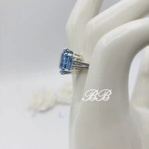 Mm Blue Crushed Ice Radiant Cut Eight Prong Solitaire Statement Ring