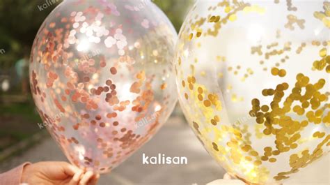 Rose Gold Konfeti Metalik Yuvarlak Form Kalisan Balon