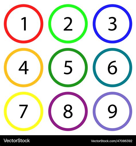 Numbers in colored circles circle logo Royalty Free Vector