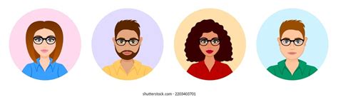 Set Avatars Office Worker Wearing Glasses Stock Vector Royalty Free 2203403701 Shutterstock