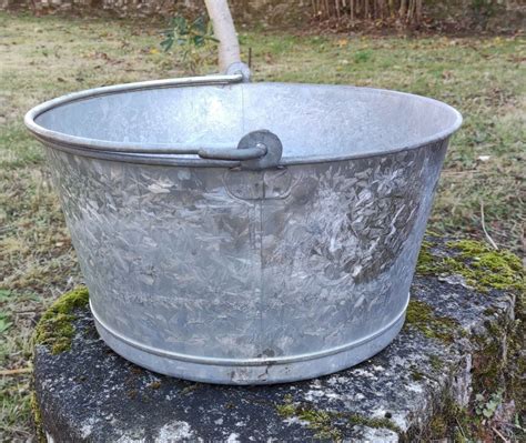 Ancienne Bassine Acier Galvanis Ancien Stock De Magasin Old Steel