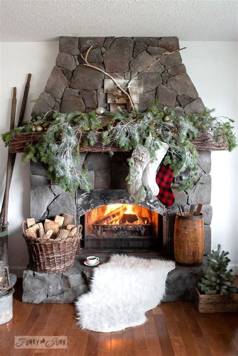 Cozy Cabin Branch Filled Christmas Mantel Christmas Mantels