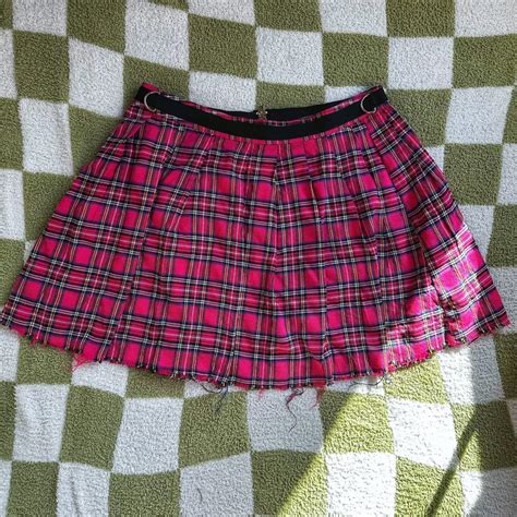 Current Mood Women S Pink And Black Skirt Depop