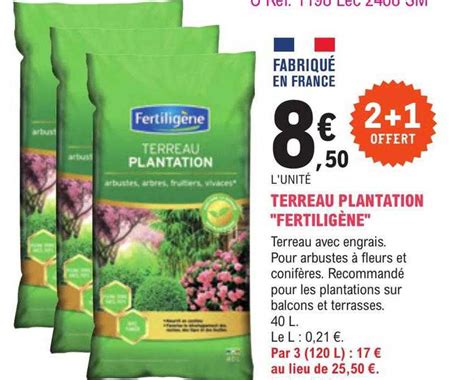 Promo Terreau Plantation fertiligène chez E Leclerc Jardi iCatalogue fr