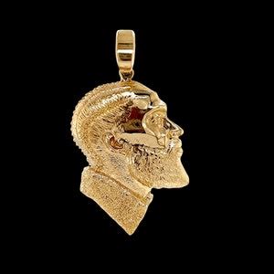 Mens K Solid Yellow Gold Nipsey Hussle Head Face Pendant Etsy