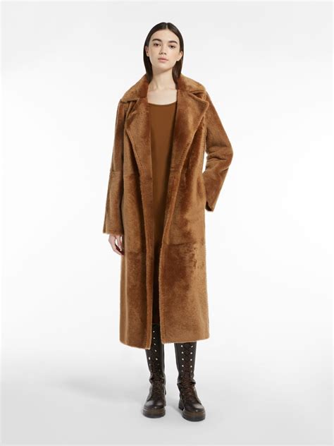 Buy Max Mara Manuela Icon Coat In Sheepskin Tobacco At 30 Off