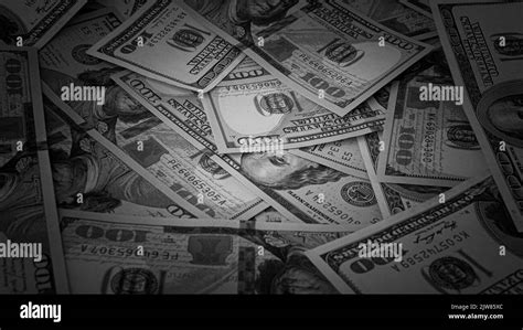 Black And White Background Of Us Currency Banknotes Financial Concept