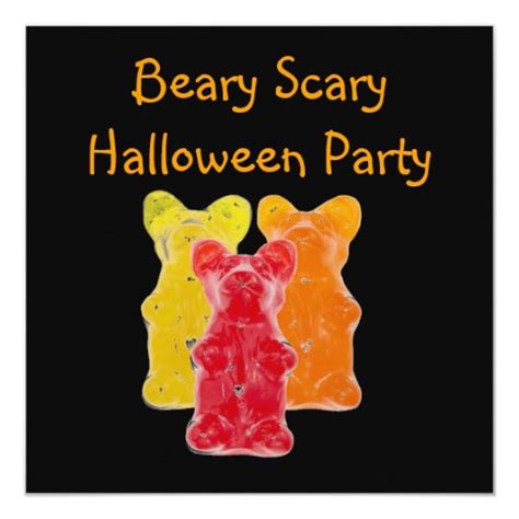 Beary Scary Gummy Bear Halloween Party 5.25" Square Invitation Card | Zazzle