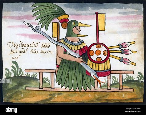 Huitzilopochtli. Illustration of the Aztec god, Huitzilopochtli, from ...