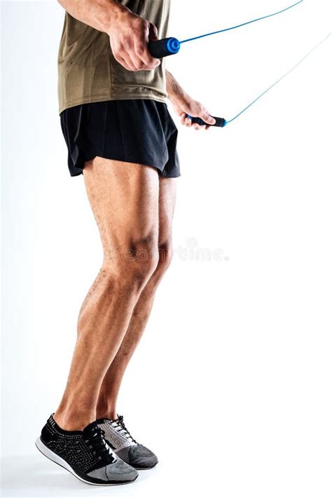 Man Fitting A Skipping Rope For Hus Height Stock Photo Image Of Bold