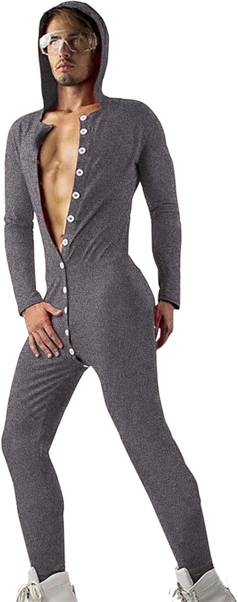 Jumpsuit Herren Einteiler Pyjama Für Erwachsene Langarm Schlafanzug