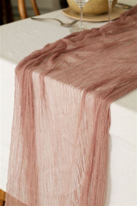 Dusty Rose Table Runner Cheesecloth Table Runner Wedding Table Runner