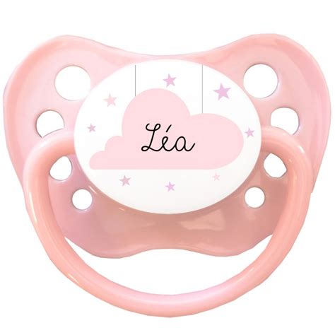 Tétine Personnalisée Pour Bébé Nuage And Étoiles Rose Pâle