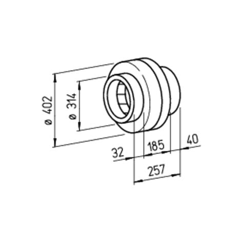 Helios Radial Rohrventilator RR 315 230V einstufig Metallgehäuse