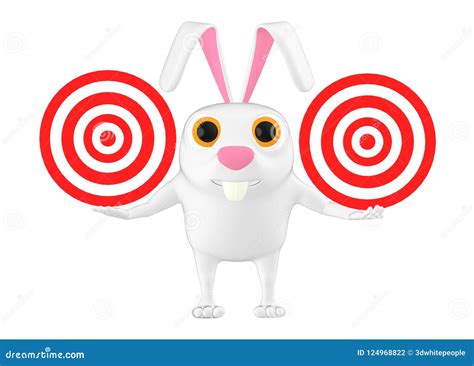 3d Character , Rabbit with a Dart Target Board in His Hands Stock ...