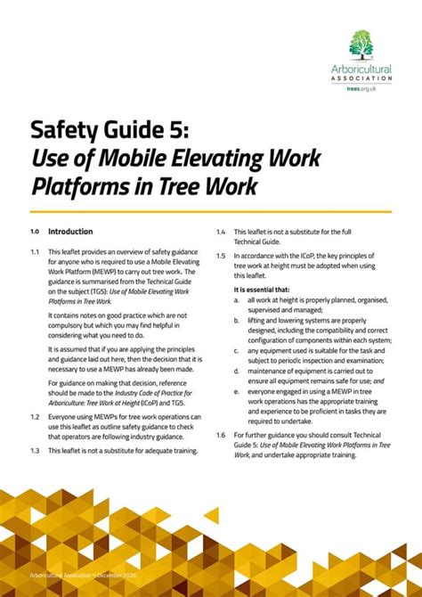 Safety Guide Use Of Mobile Elevating Work Platforms In Tree Work