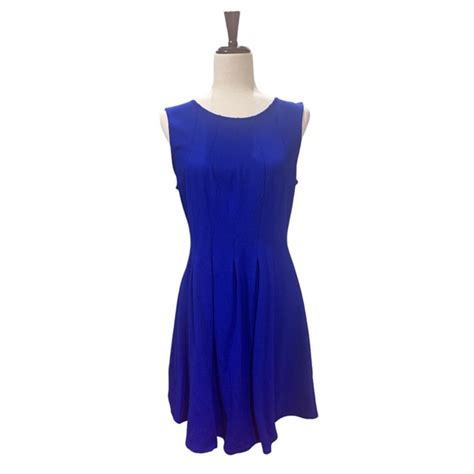 Monteau Dresses Monteau Royal Blue Fit Flare Pleated Dress Size L