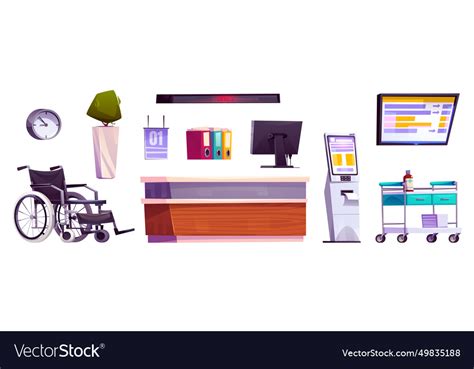 Hospital lobby design elements set Royalty Free Vector Image