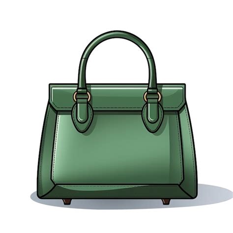 Premium Vector Green Color Handbag Cartoon Vector White Background Isola