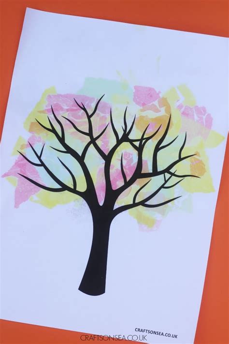 Bleeding Tissue Paper Fall Tree Craft Free Template Pro Kitchen Web