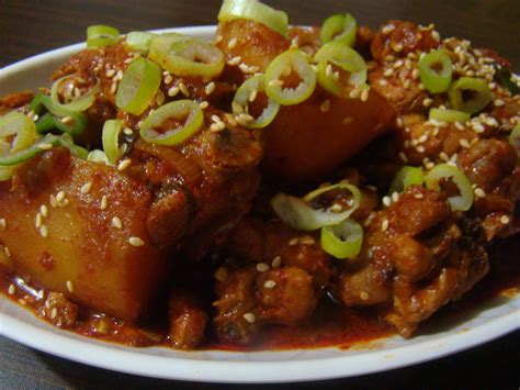 Korean Food Photo Spicy Braised Chicken 닭볶음탕 On