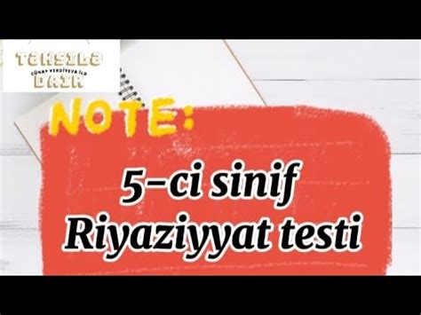 Ci Sinif Riyaziyyat Testi Online Test T Hsil Dair Youtube