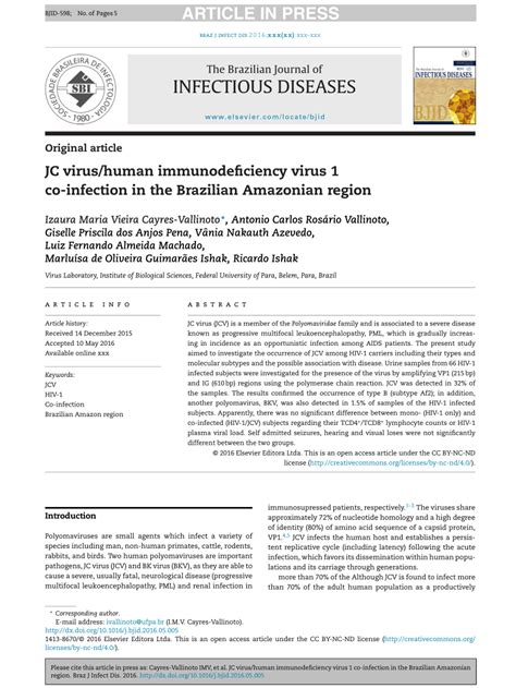 (PDF) JC virus/human immunodeficiency virus 1 co-infection in the ...