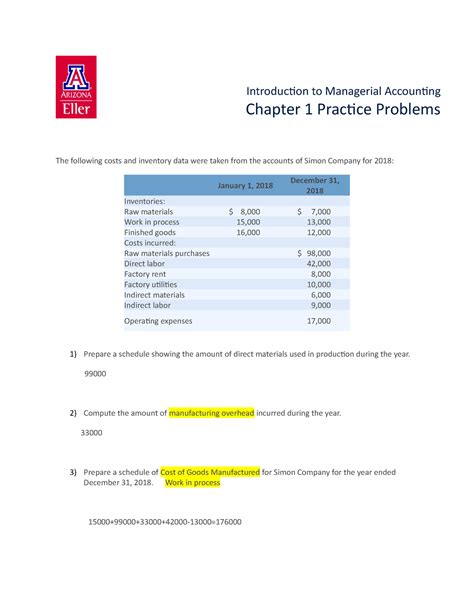 Chapter Practice Problems And Answers Introduction To Managerial