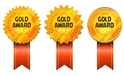 Gold Awards Medals And Ribbons 264997 Vector Art at Vecteezy