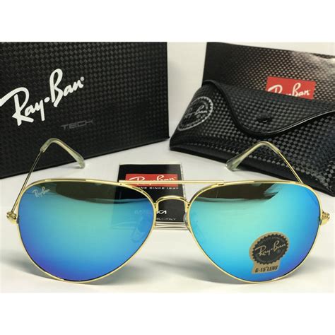 ของแท้ Ray Ban Aviator Glod แว่นตากันแดด กรอบสีฟ้าน้ําแข็ง Bn 00152 62