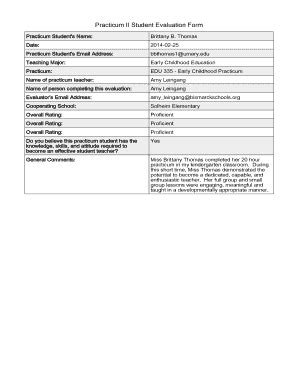 Fillable Online Practicum II Student Evaluation Form Fax Email Print