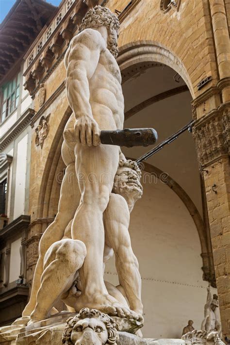 White Sculpture Statue Of Hercules And Cacus By Baccio Bandinelli