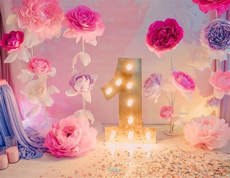 Girls 1st Birthday Backdrop | Birthday backdrop, 1st birthday girls ...