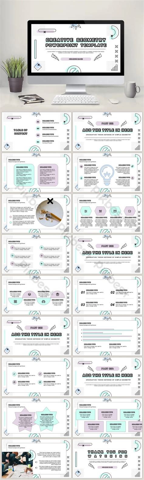 Template Powerpoint Geometri Kreatif Putih PowerPoint PPTX Unduhan