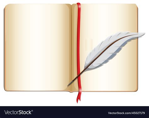 A quill with blank book Royalty Free Vector Image