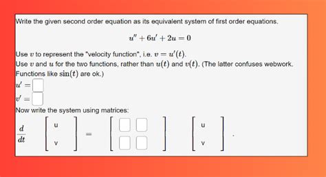 Solved Write the given second order equation as its | Chegg.com