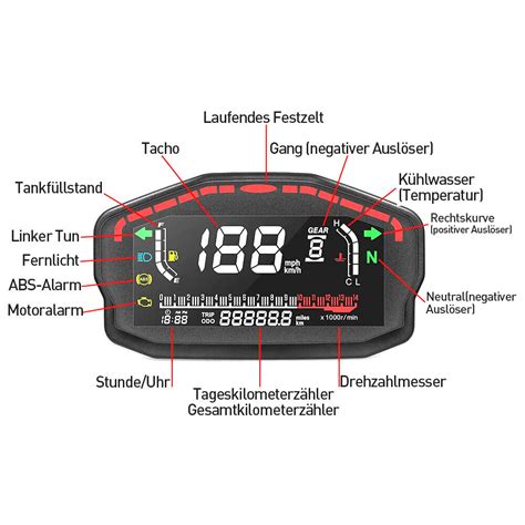 Motorrad Lcd Digital Tachometer Drehzahlmesser Kilometerz Hler