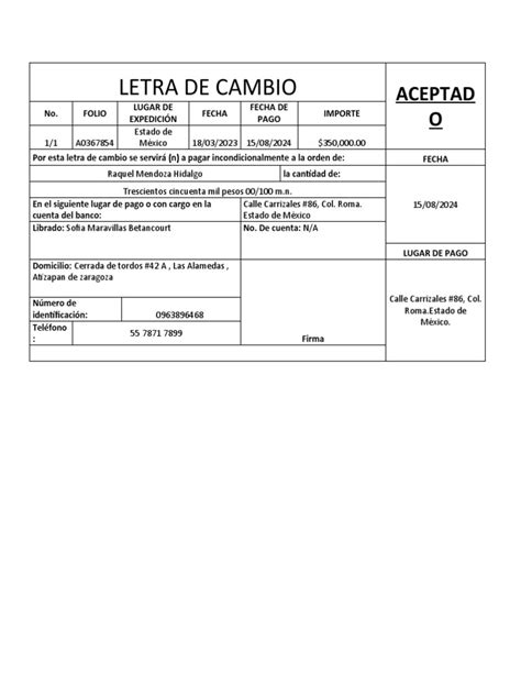 Ejemplo Letra De Cambio Pdf