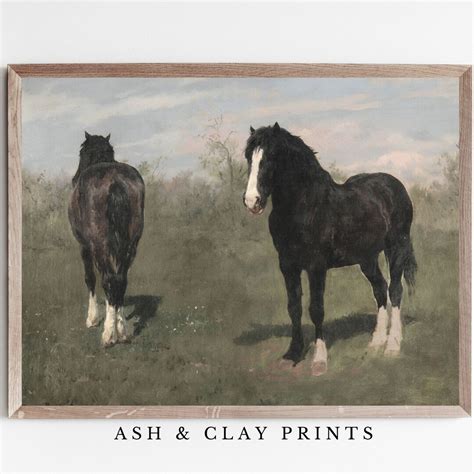 Printable Grazing Horses Painting Horses in the Pasture Country ...