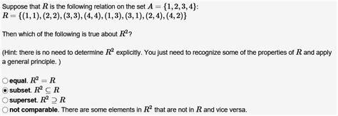 Solved Suppose That R Is The Following Relation On The Set A