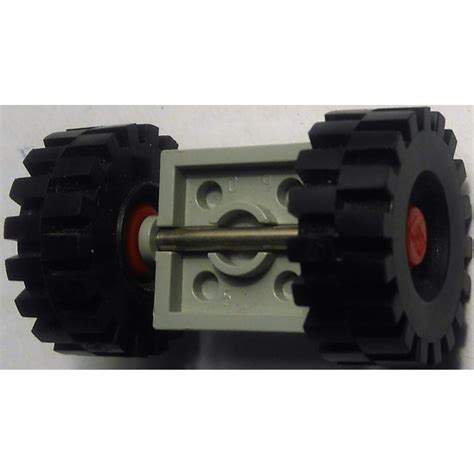 Lego Light Gray Vintage Axle Plate With Red Wheel Hub And Medium Offset