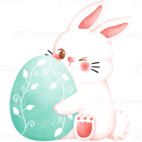 Watercolor Easter Bunny Holding Easter Egg Illustration 42383802 Png