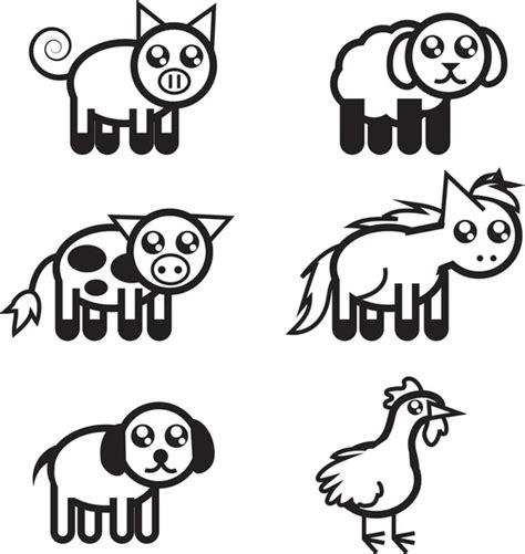 Farm Animal Outlines — Stock Vector © milo827 #8293532