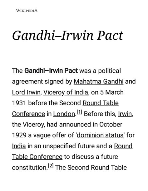 Gandhi–Irwin Pact - Described gandhi -lrwin pact - Gandhi–Irwin Pact The G a nd hi– Irwin Pa ct ...