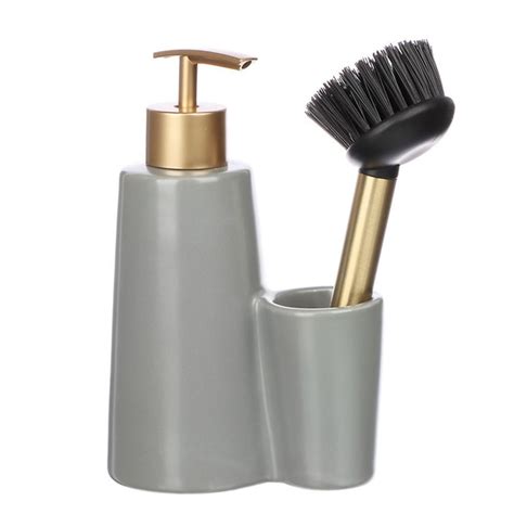 Диспенсер для моющего средства на кухню с щеткой, керамика - купить с ...