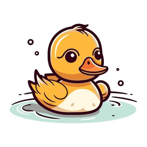 Lindo Pato De Dibujos Animados Nadando En El Agua Ilustraci N Vectorial